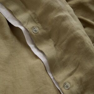 Quince 100% linen duvet cover king/cali king aloe / flax flange duvet